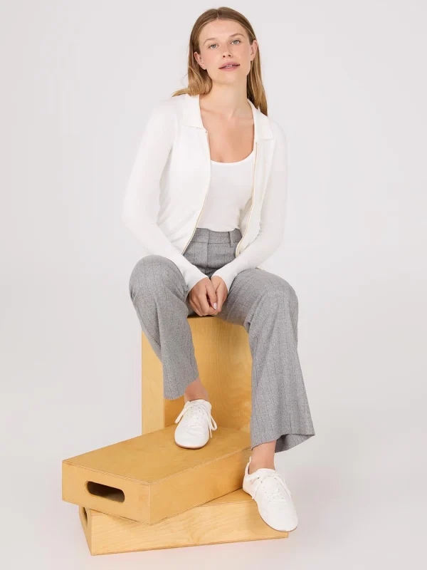 Collared 2-Way Zip-Front Sweater - Image 7
