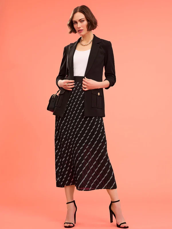 Striped Pleated Chiffon Skirt - Image 2