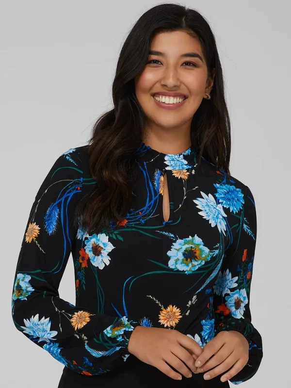Peek-A-Boo Front Bubble Sleeve Top