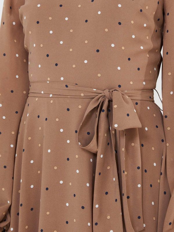 Dot Print Chiffon Fit & Flare Dress - Image 6