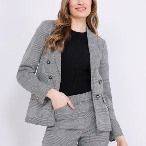 Plaid Faux Double Breasted Blazer