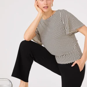 Striped Flutter Sleeve Boat Neck Top