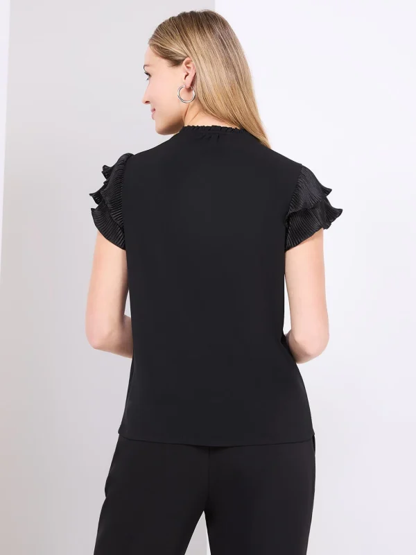 Double Ruffle Sleeve Top With Front Keyhole - Image 6