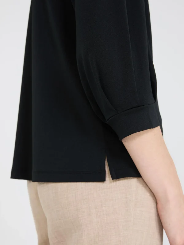3/4 Pleated Sleeve Boat Neck Top - Image 3