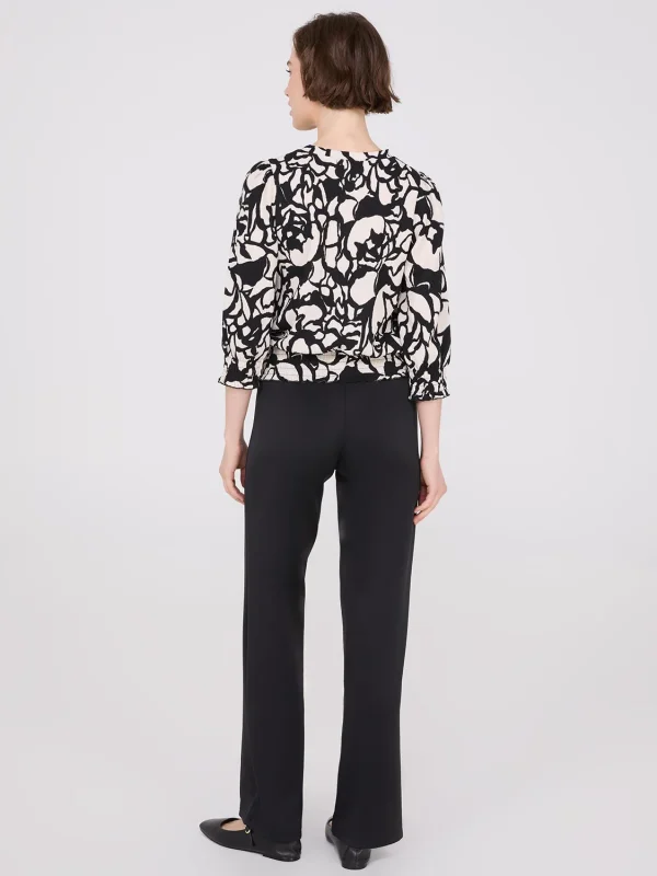 Printed Textured 3/4 Sleeve Round Neck Top - Image 4