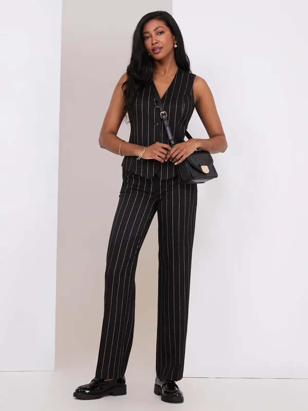 Pinstripe Button-Front Vest - Image 4