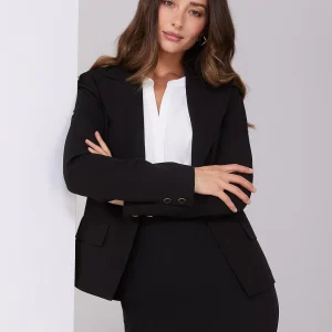 One-Button Blazer With Flap Pockets
