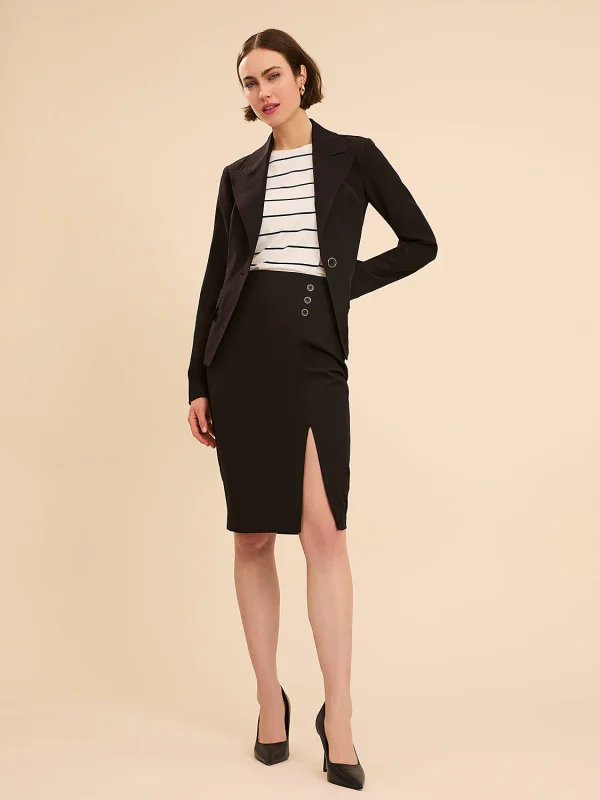 Front Slit Pencil Skirt With Button Detail - Image 5