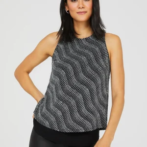 Abstract Glitter Sleeveless Open Back Top