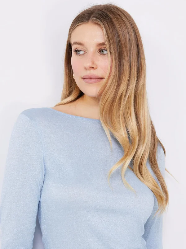 Glitter Jersey Boat Neck Top - Image 9