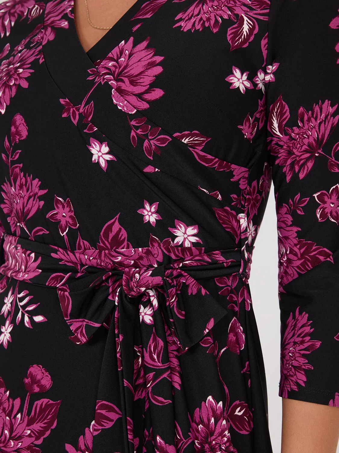 Floral Print Crossover A-Line Maxi Dress - Image 2