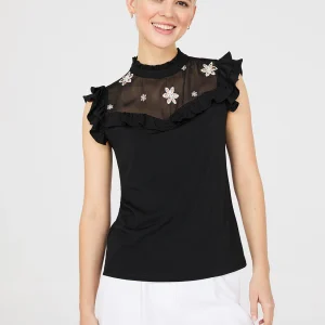 Double Ruffle Embroidered Top