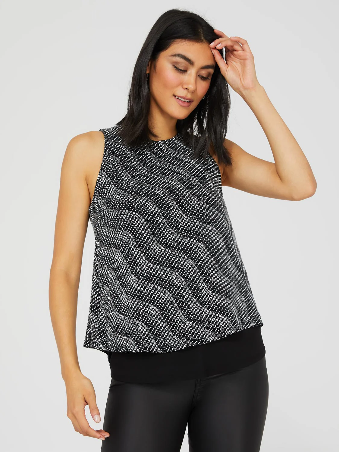 Abstract Glitter Sleeveless Open Back Top - Image 4