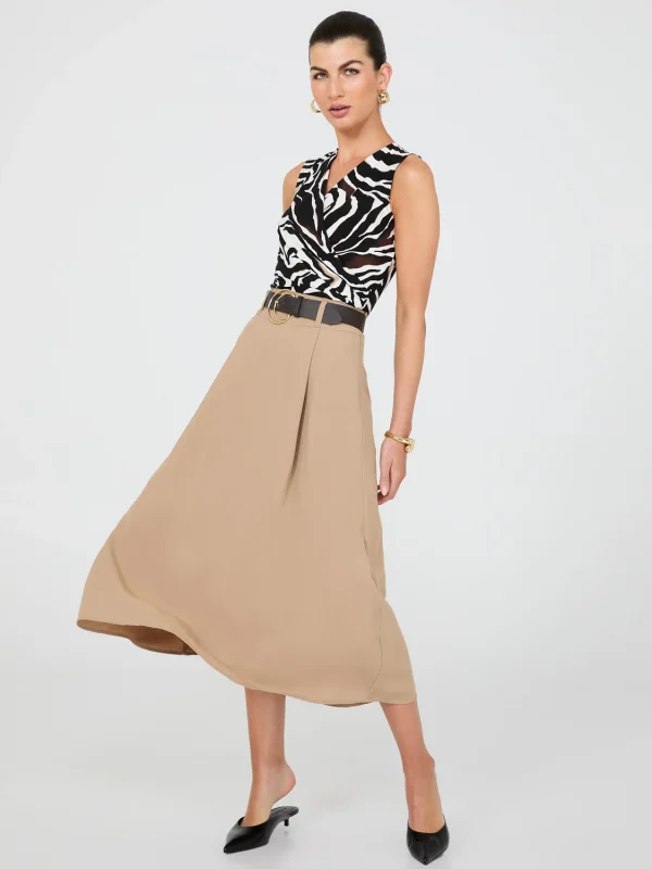 Belted A-Line Satin Skirt - Image 2