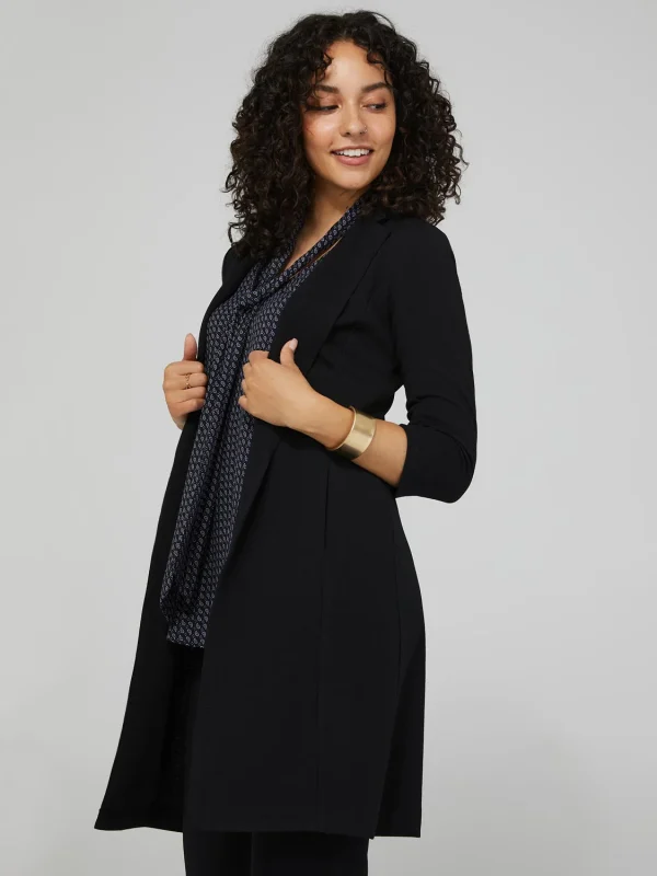 Long Blazer With 3/4 Ruched Sleeves - Image 4