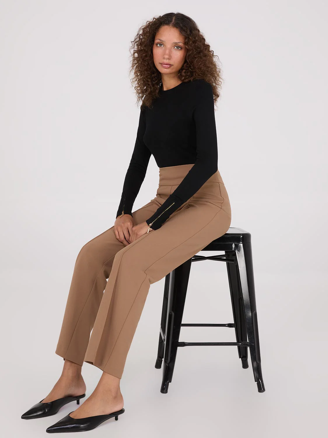 Front Pintuck Straight Leg Long Length Pants - Image 7