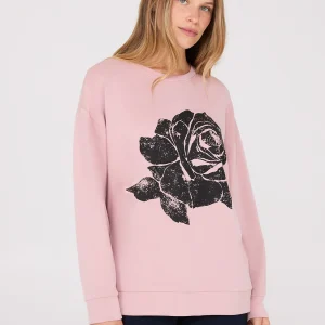 Rhinestone Flower Graphic Sweatshirt