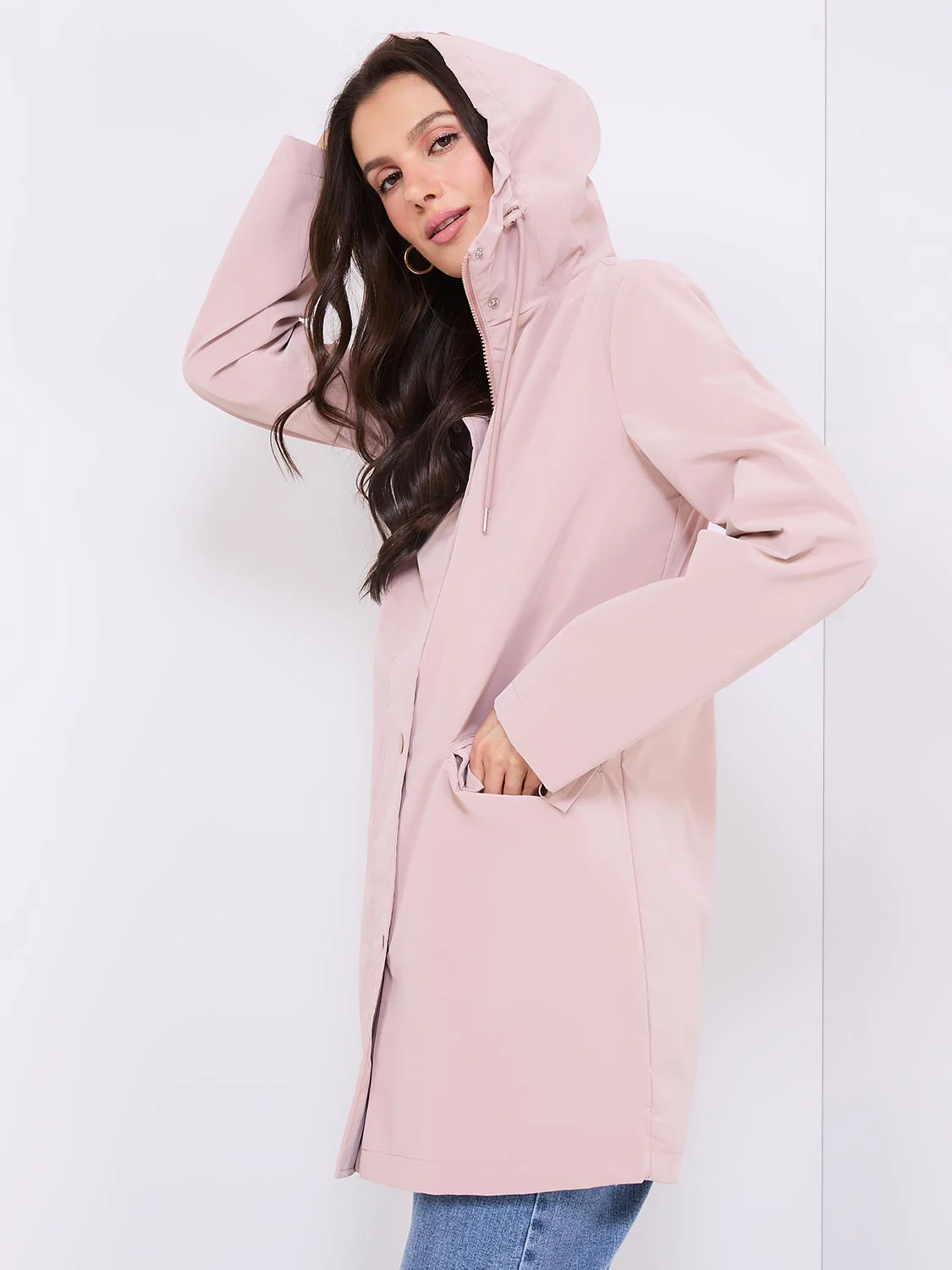 High Collar Hooded Rain Jacket - Image 8