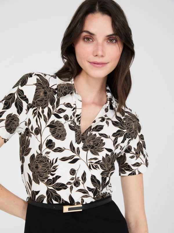 2-Fer Floral Print Collared Sheath Dress - Image 3