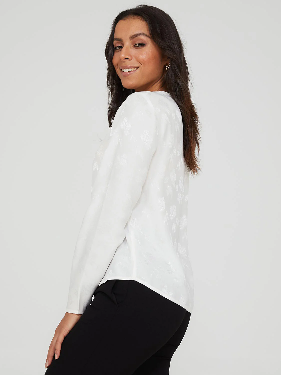 Jacquard Scoop Neck Blouse - Image 4