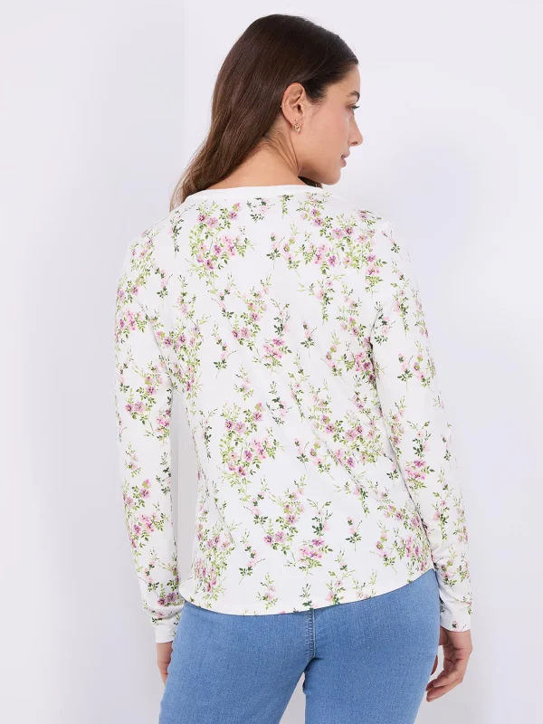 Floral Print Notch Collar Top - Image 5