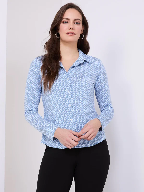 Printed Button-Front Blouse - Image 3