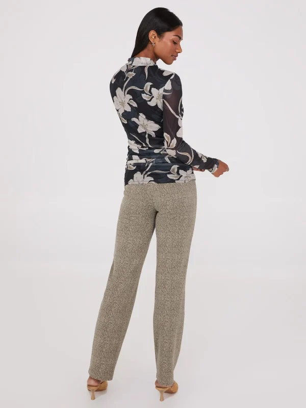 Floral Print Mock Neck Mesh Top - Image 5
