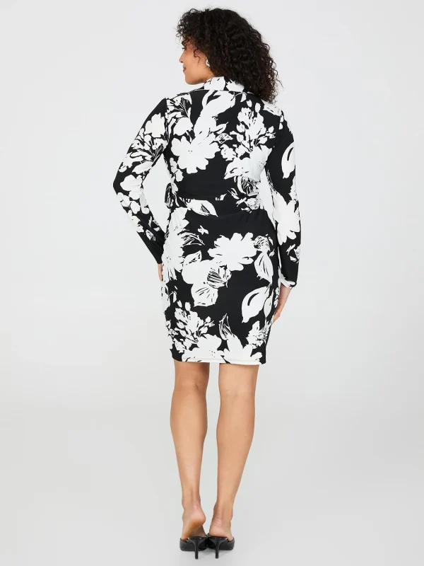 Collared Floral Print Wrap Dress - Image 4