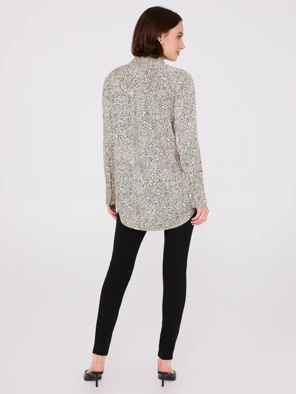 Abstract Print Satin Tunic Blouse - Image 4