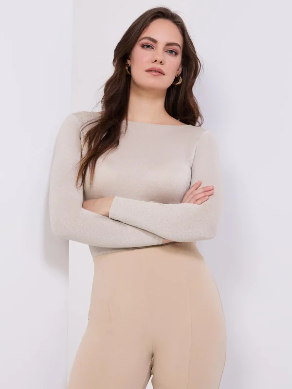Glitter Jersey Boat Neck Top - Image 2