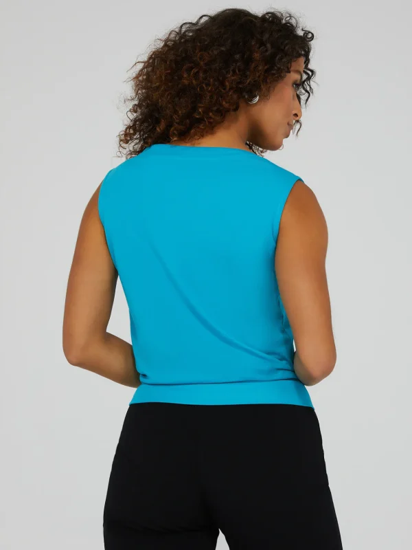 Sleeveless Cowl Neck Top With Bottom Band - Image 4