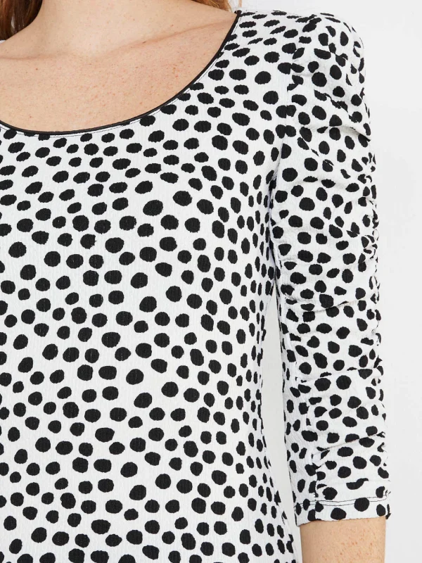Dot Print Puff Sleeve Top - Image 6