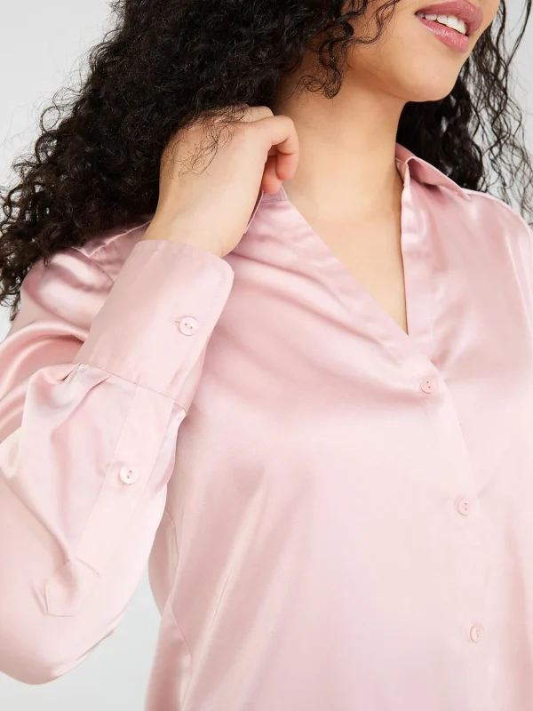 Satin Button-Front Blouse - Image 7