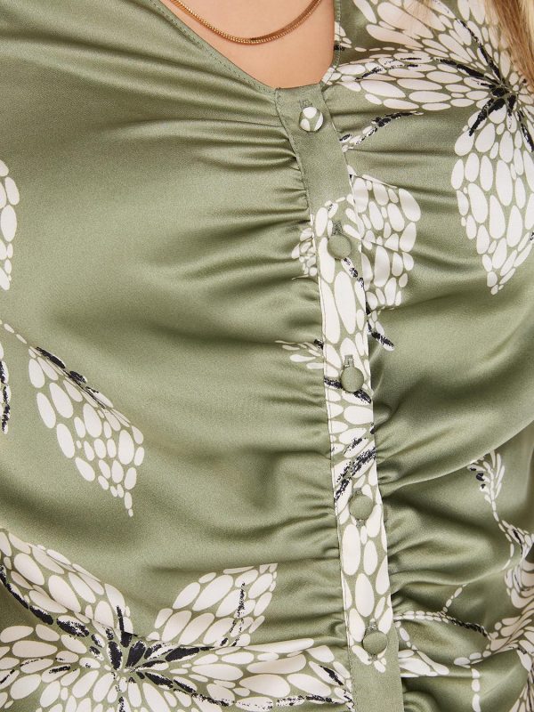Floral Print Ruched Blouse - Image 4