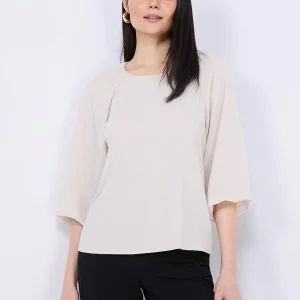 3/4 Chiffon Sleeve Round Neck Top