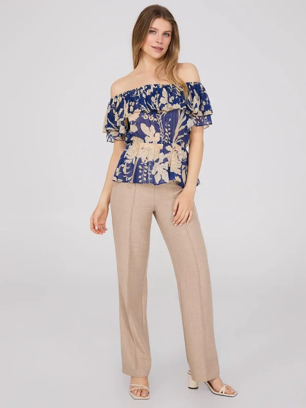 Floral Print Off-The-Shoulder Peplum Top - Image 2