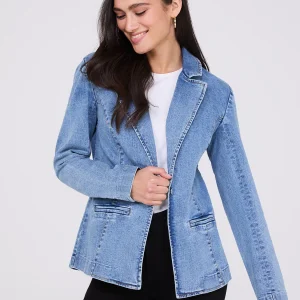 1-Button Denim Blazer