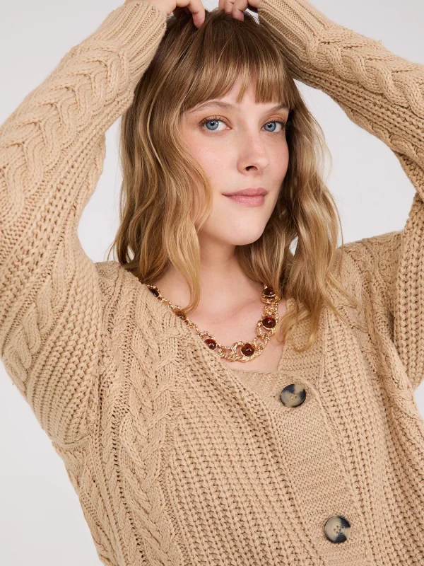 V-Neck Multi Cable Cardigan - Image 3