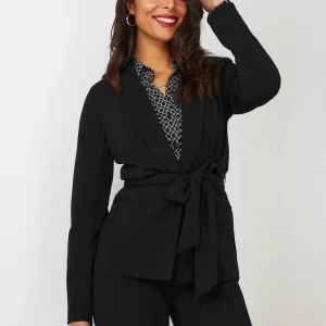 Sash Front Crepe Blazer