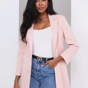 3/4 Sleeve Faux Double-Breasted Blazer