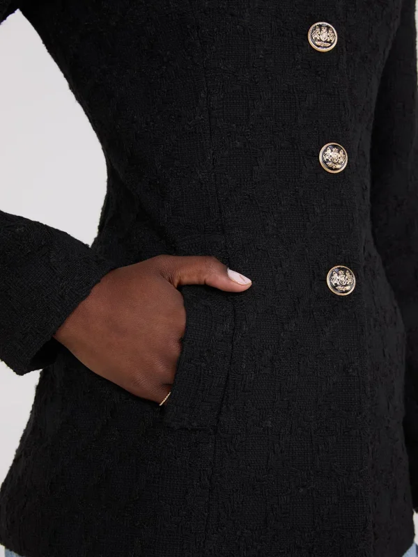 Boucle Blazer With Mandarin Collar - Image 5
