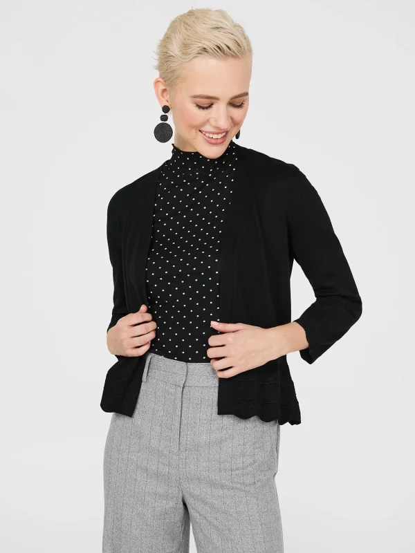 Pointelle Detail Bolero Sweater
