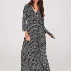 Geo Print Crossover A-Line Maxi Dress
