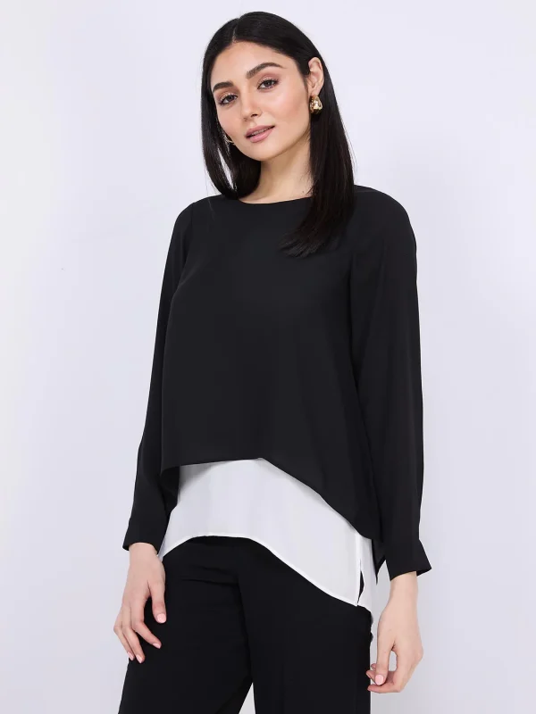 Colour Block Layered Tunic Top - Image 4