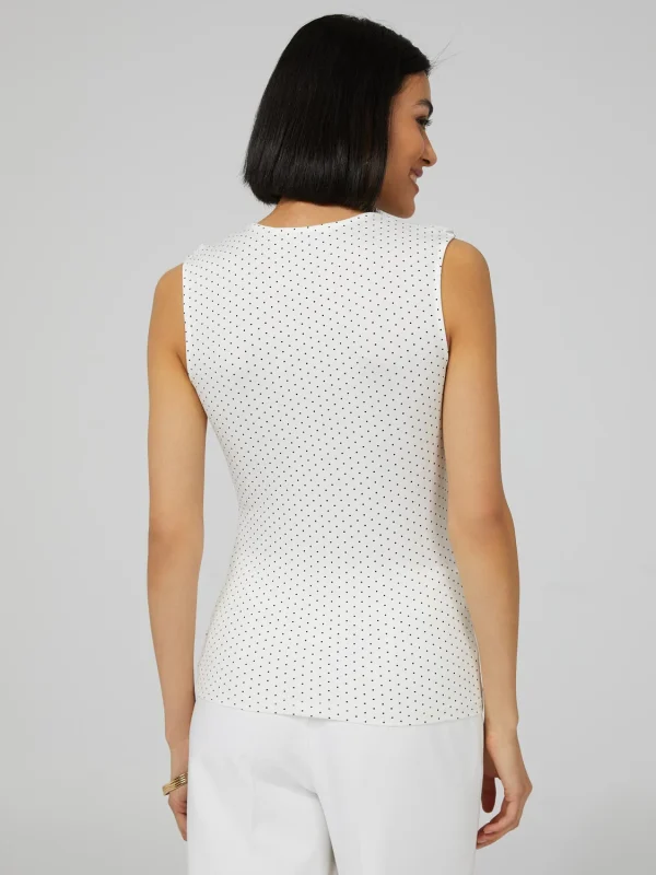 Polka Dot Sleeveless Top With Chiffon Ruffle Detail - Image 5