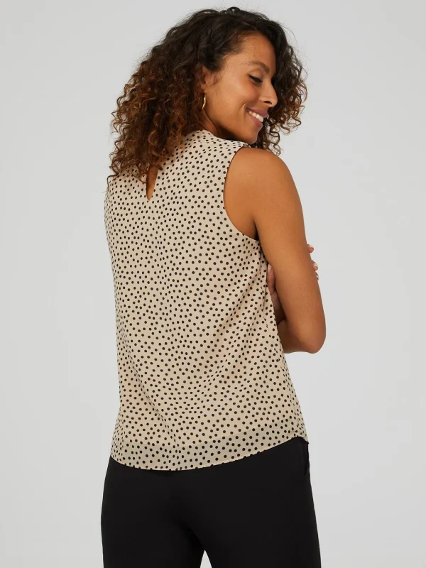 Polka Dot Crepe Chiffon Sleeveless Blouse - Image 4