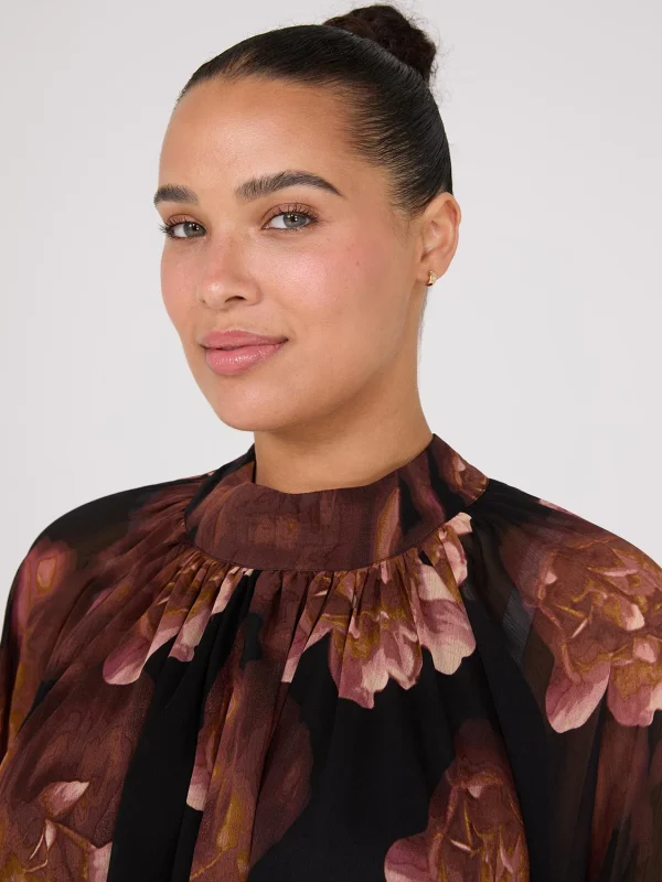 Printed Chiffon High Neck Blouse - Image 3
