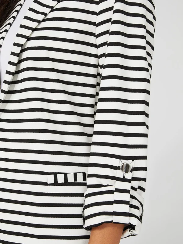 Striped Open Front Blazer - Image 5