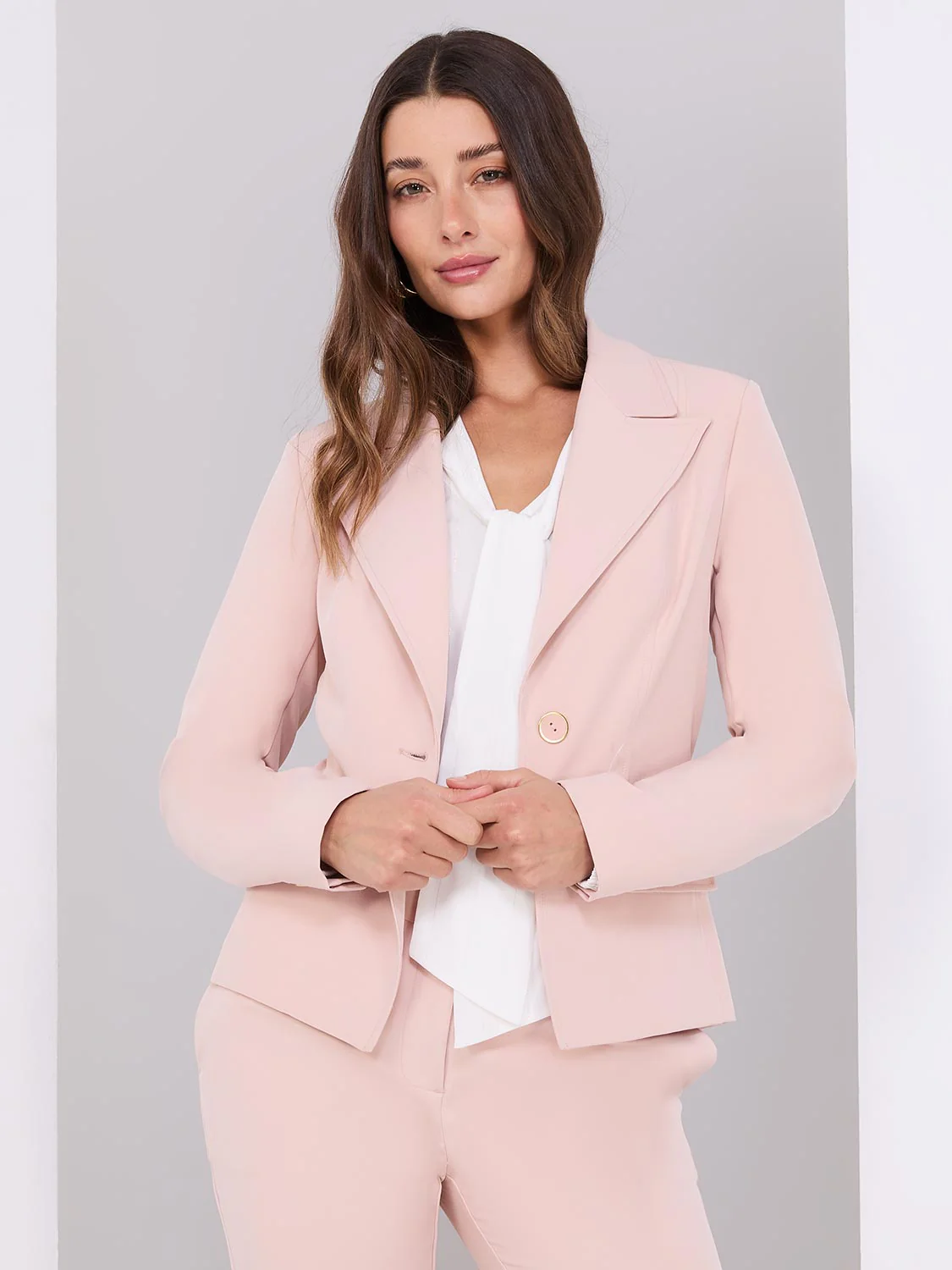 One-Button Blazer With Flap Pockets - Image 2