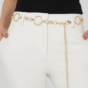 Gold Chain Belt With Rhinestone